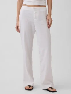 Low Rise Linen-Blend Flare Pants
