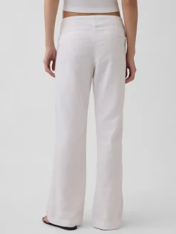 Low Rise Linen-Blend Flare Pants