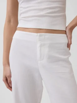 Low Rise Linen-Blend Flare Pants