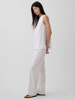 Low Rise Linen-Blend Flare Pants