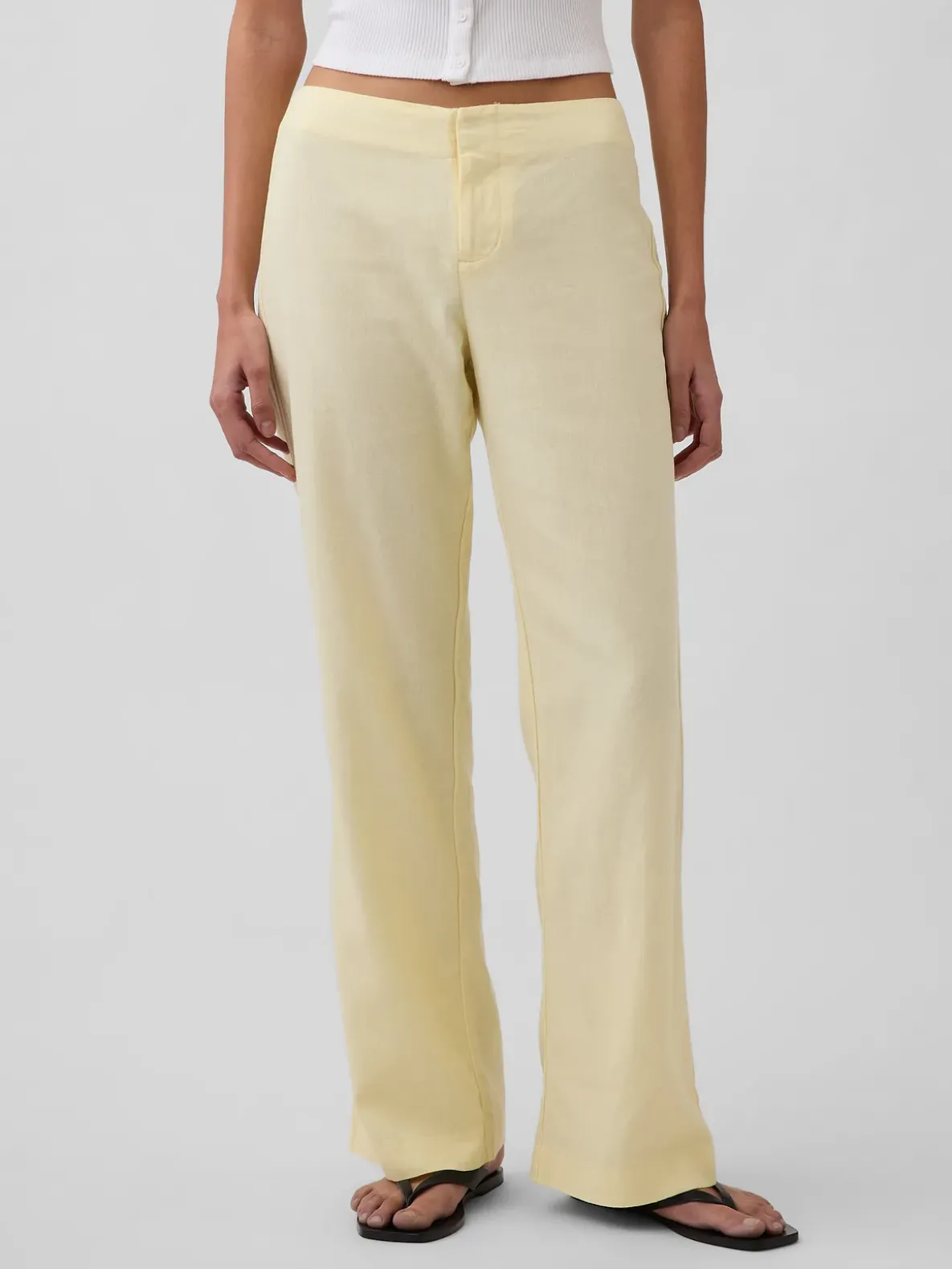 Low Rise Linen-Blend Flare Pants