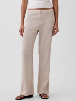 Low Rise Linen-Blend Flare Pants