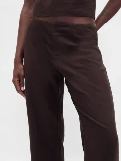 Low Rise Linen-Blend Flare Pants