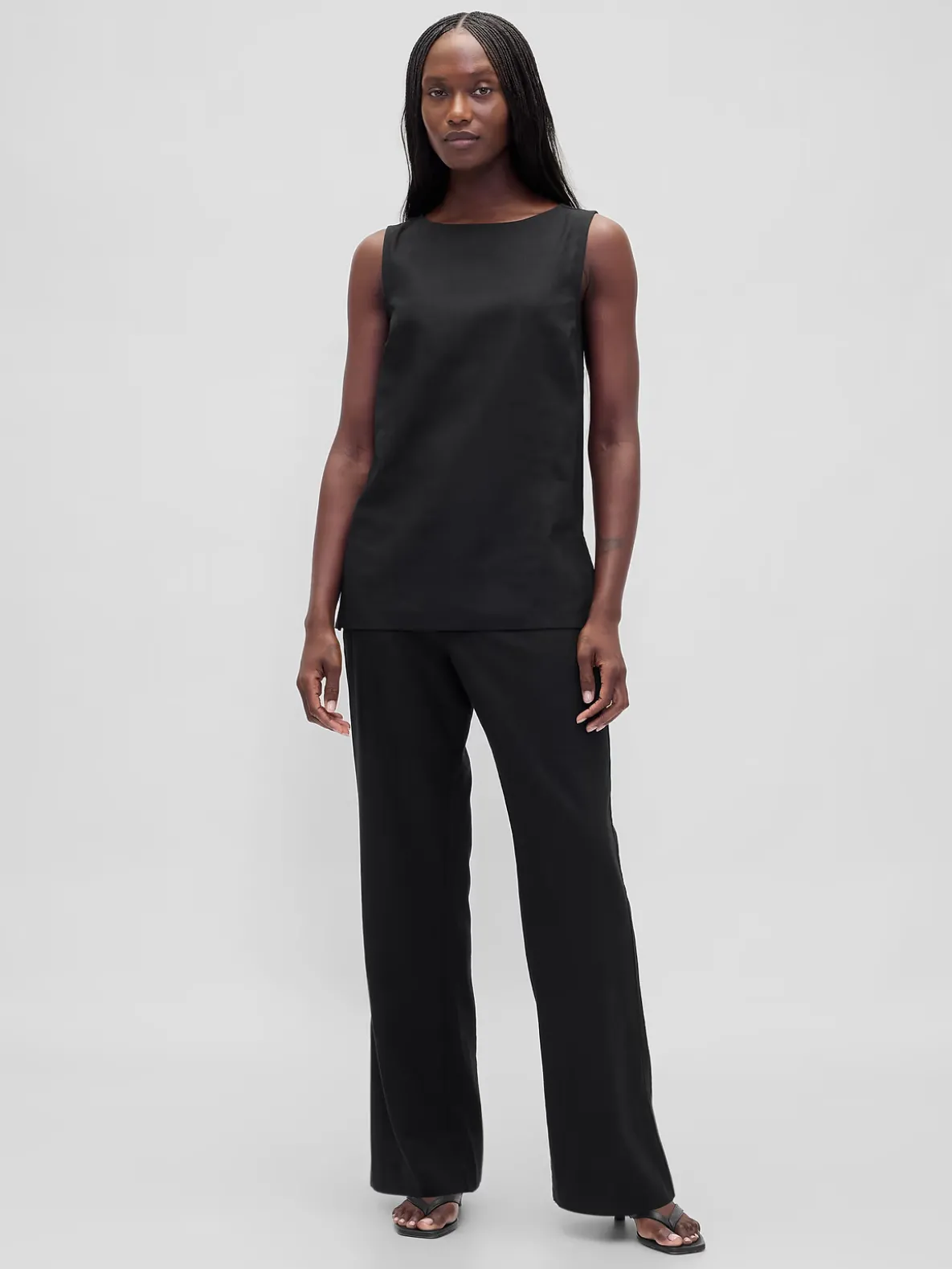 Low Rise Linen-Blend Flare Pants