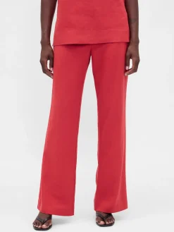 Low Rise Linen-Blend Flare Pants
