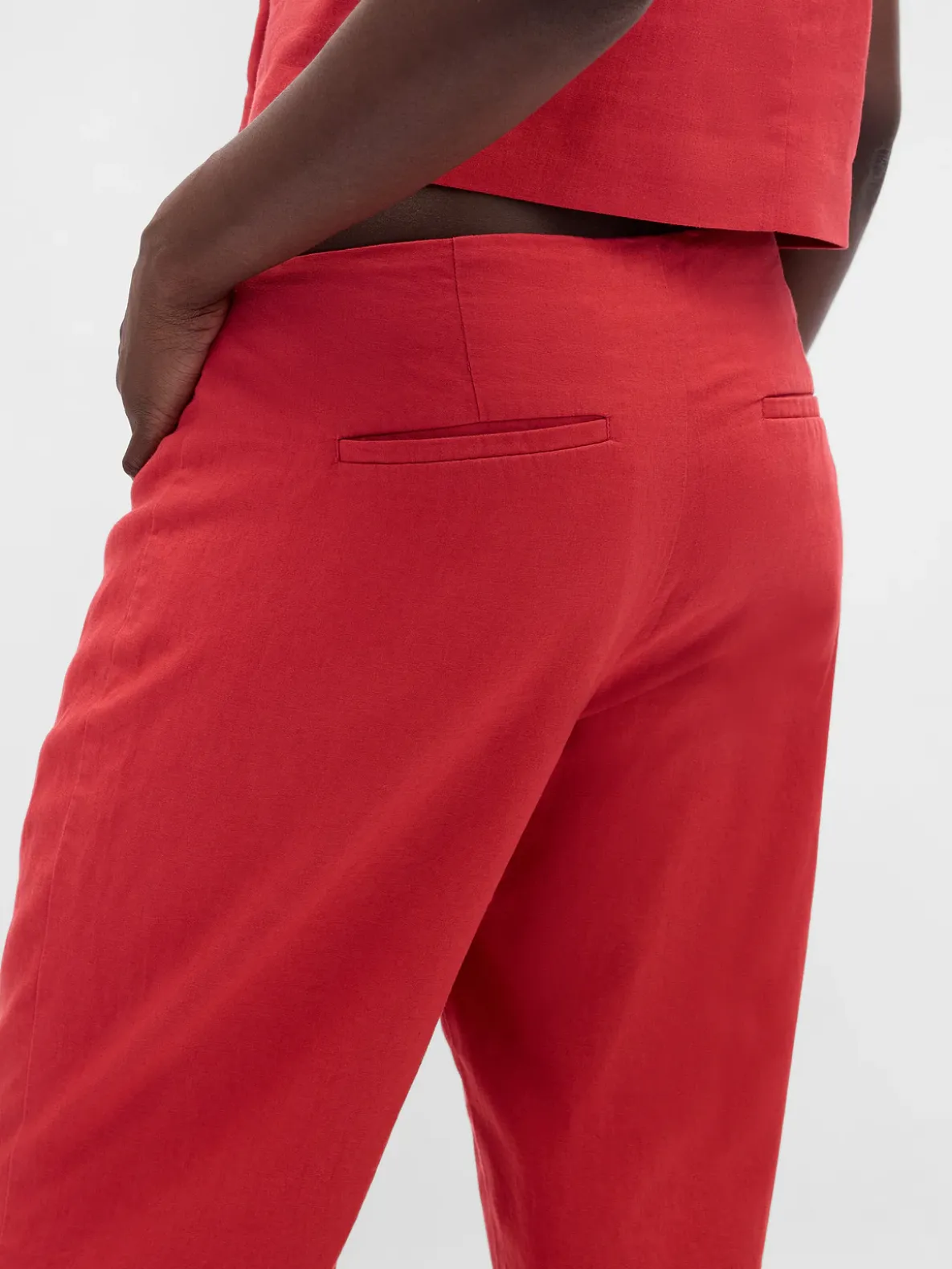Low Rise Linen-Blend Flare Pants
