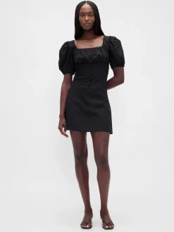 Low Rise Linen-Blend Mini Skort