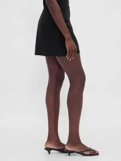 Low Rise Linen-Blend Mini Skort