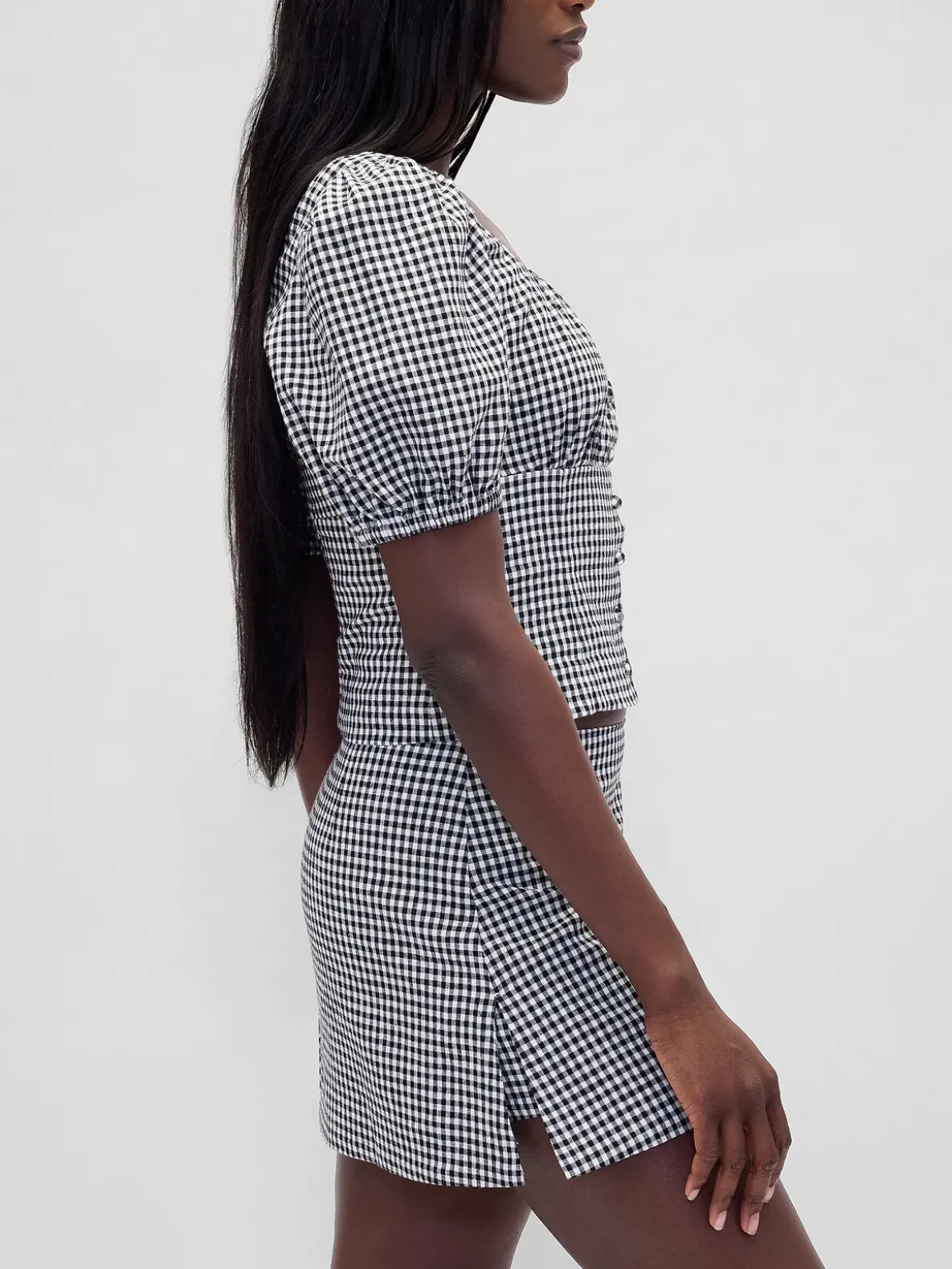 Low Rise Linen-Blend Mini Skort