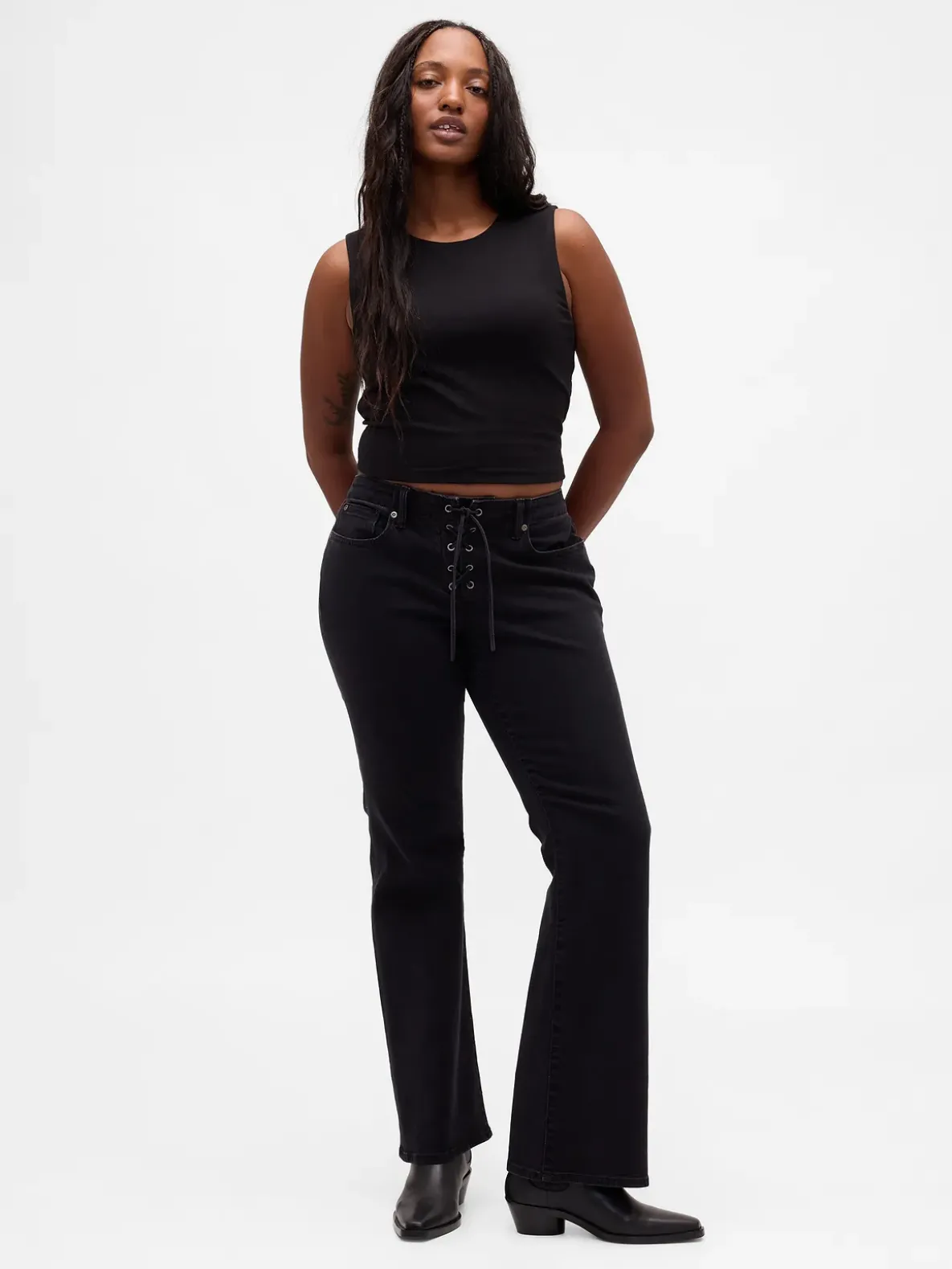Low Rise Long & Lean Lace-Up Jeans