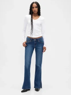 Low Rise Long & Lean Seamed Split-Hem Jeans