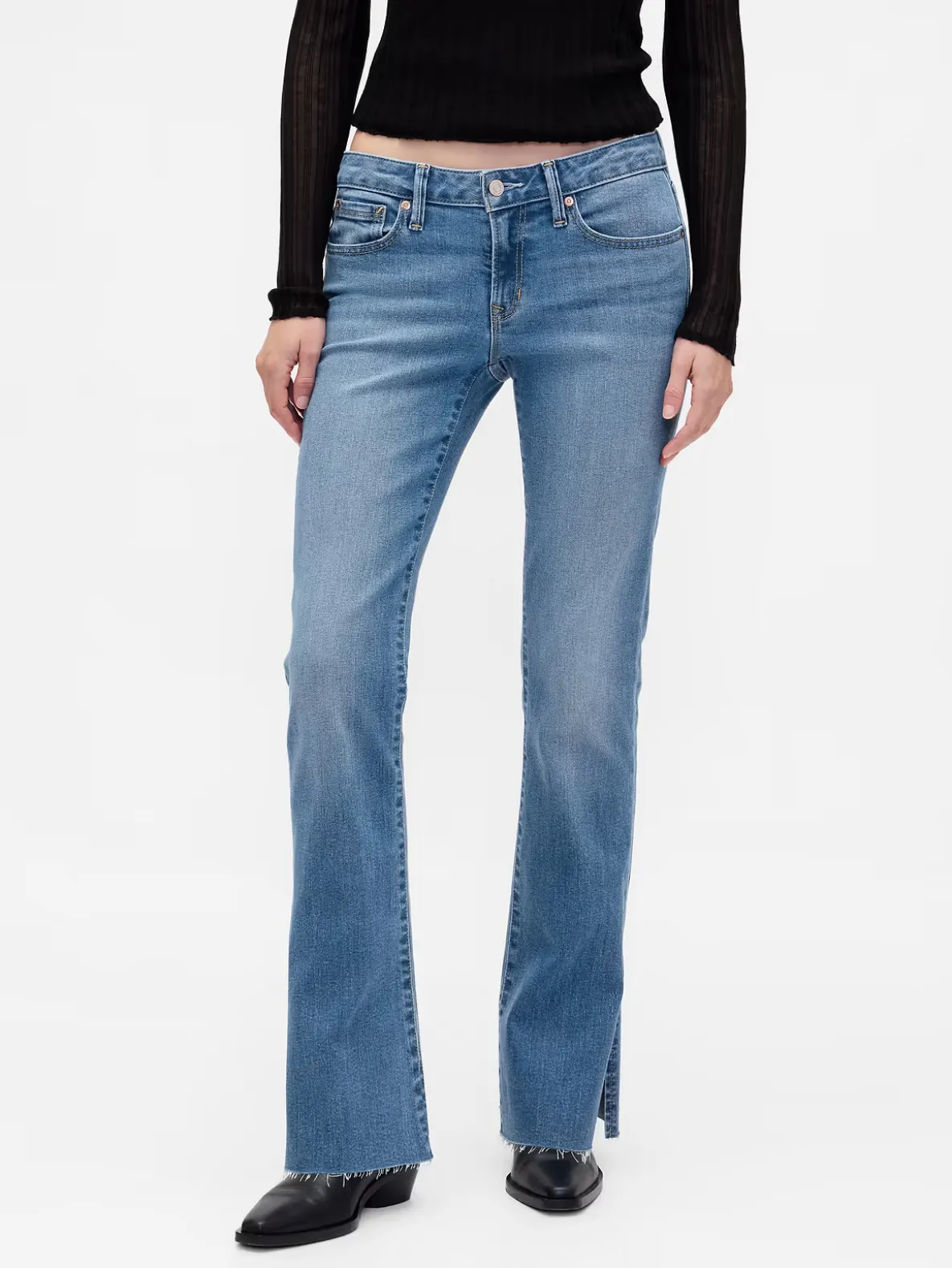 Low Rise Long & Lean Split-Hem Jeans