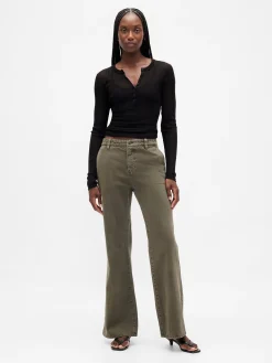 Low Rise Relaxed Flare Khakis