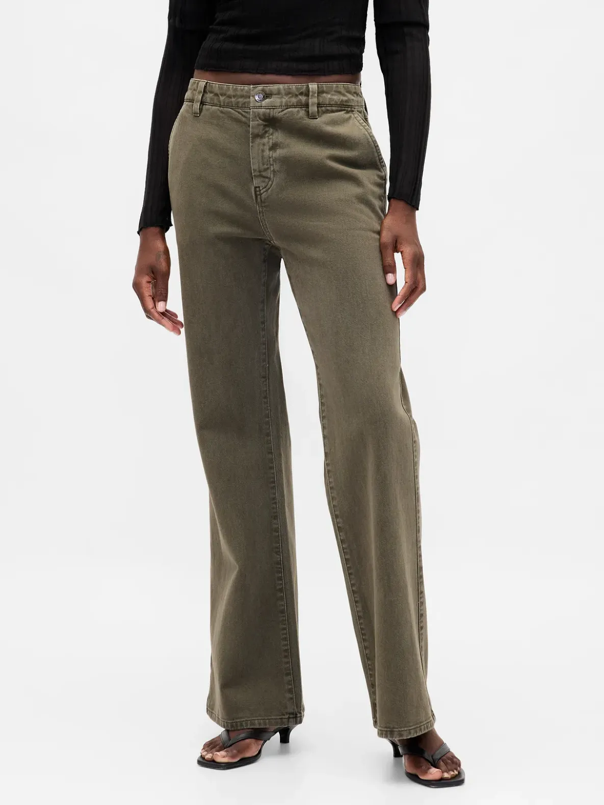 Low Rise Relaxed Flare Khakis