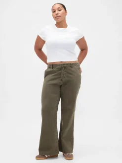 Low Rise Relaxed Flare Khakis