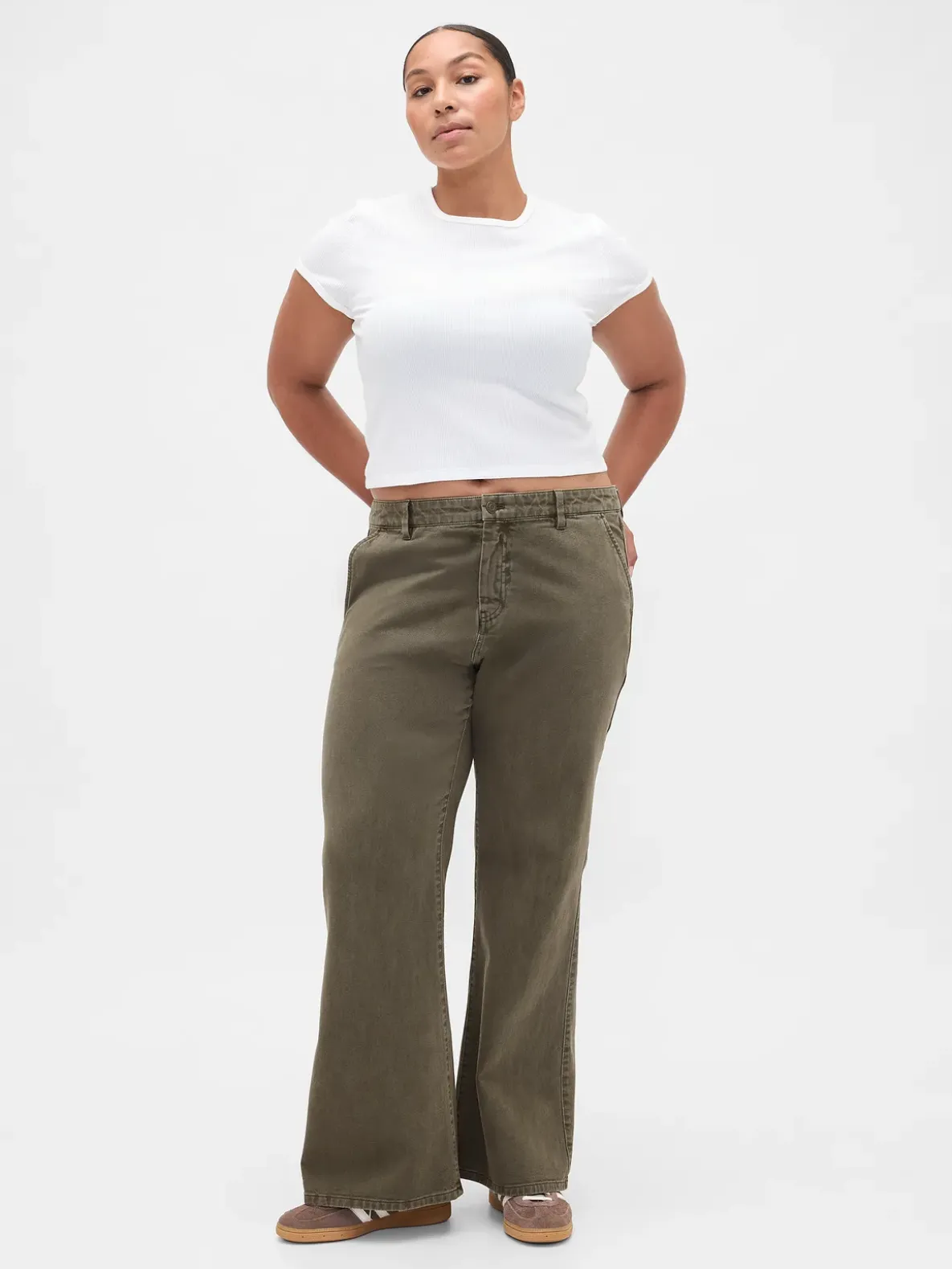 Low Rise Relaxed Flare Khakis