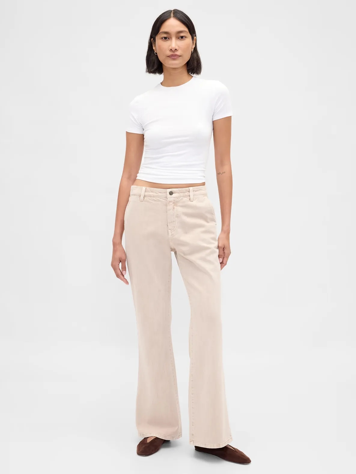Low Rise Relaxed Flare Khakis