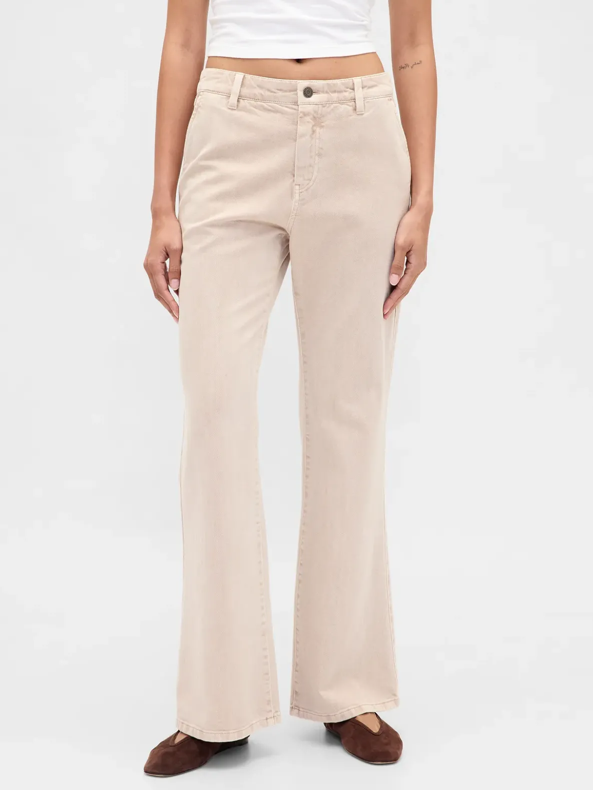 Low Rise Relaxed Flare Khakis