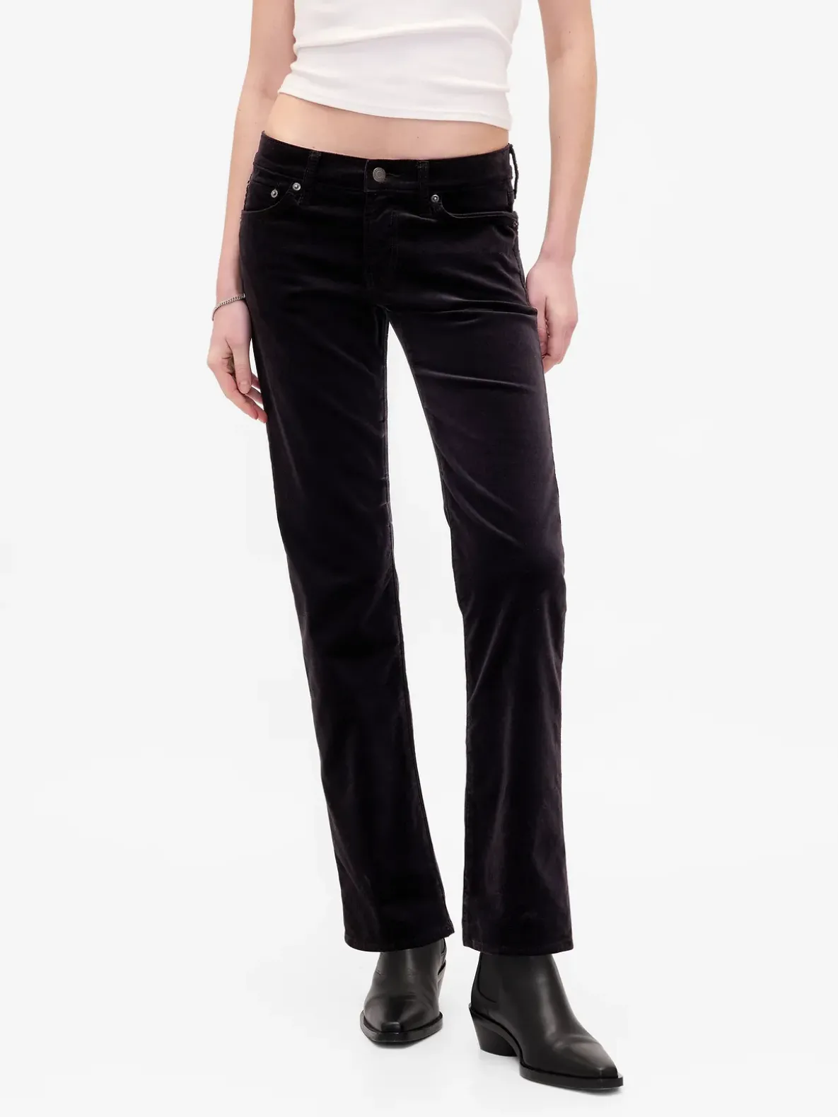 Low Rise Velvet '90s Slim Straight Pants