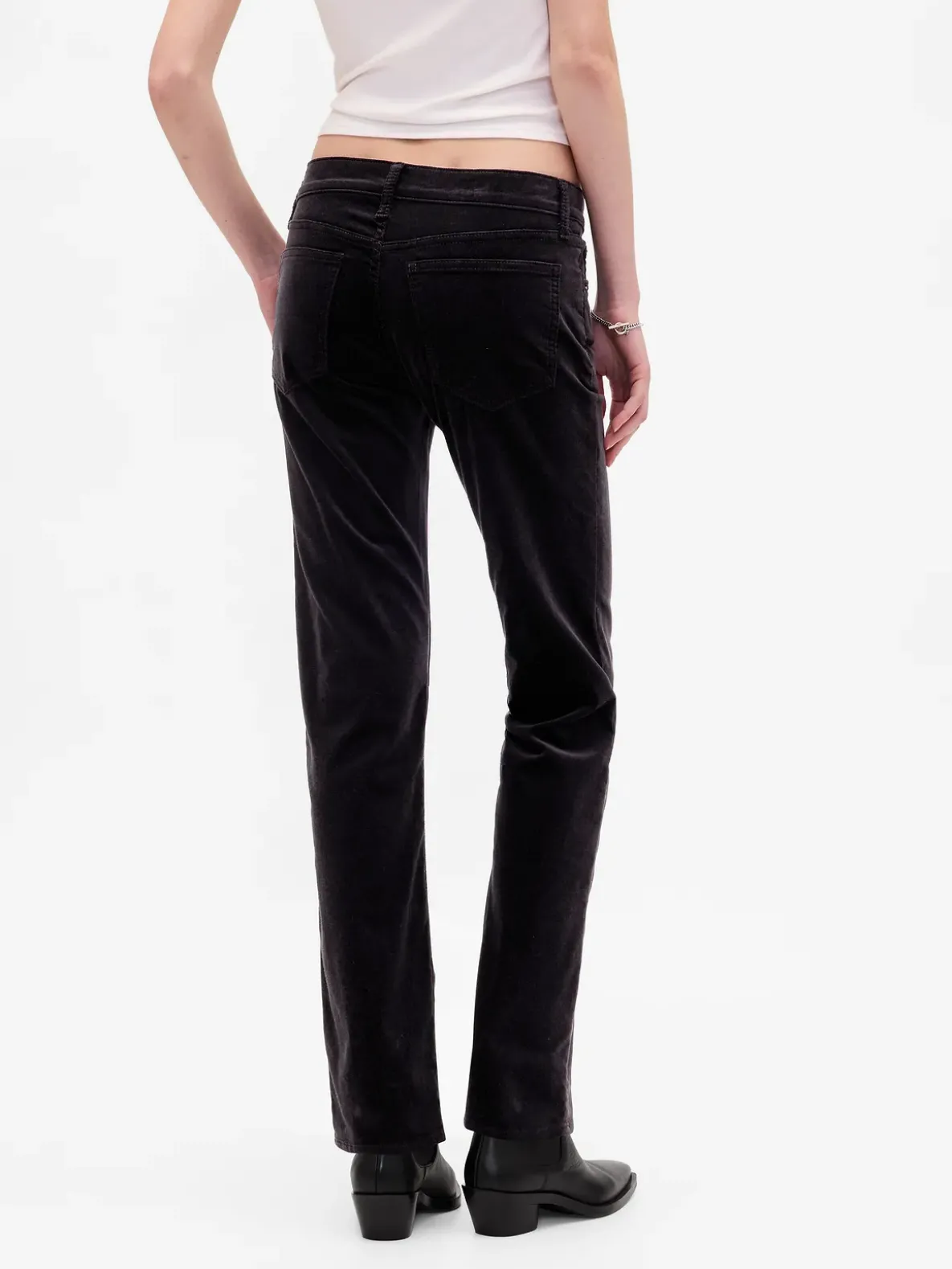 Low Rise Velvet '90s Slim Straight Pants