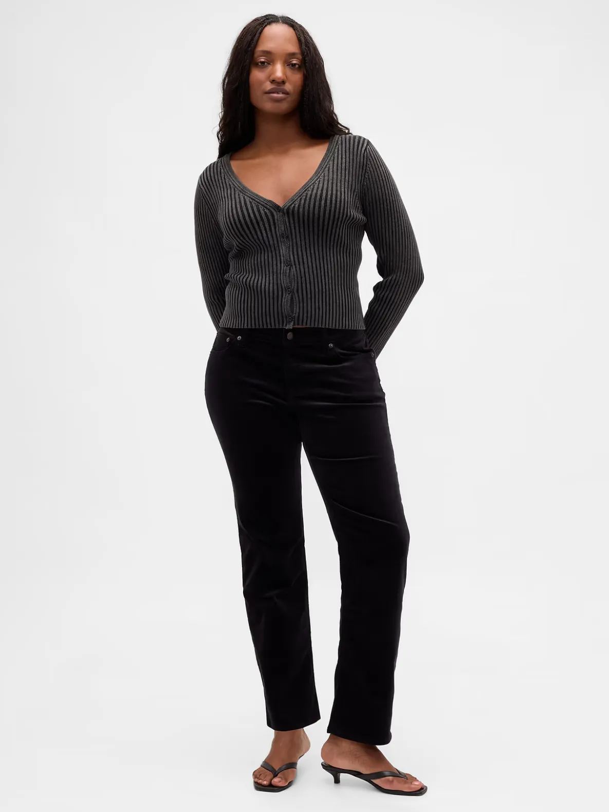 Low Rise Velvet '90s Slim Straight Pants