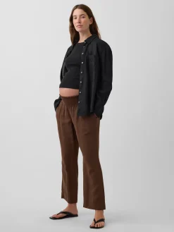 Maternity Cotton Gauze Full Panel Pants