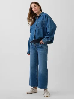 Maternity Full Panel Stride Wide-Leg Jeans