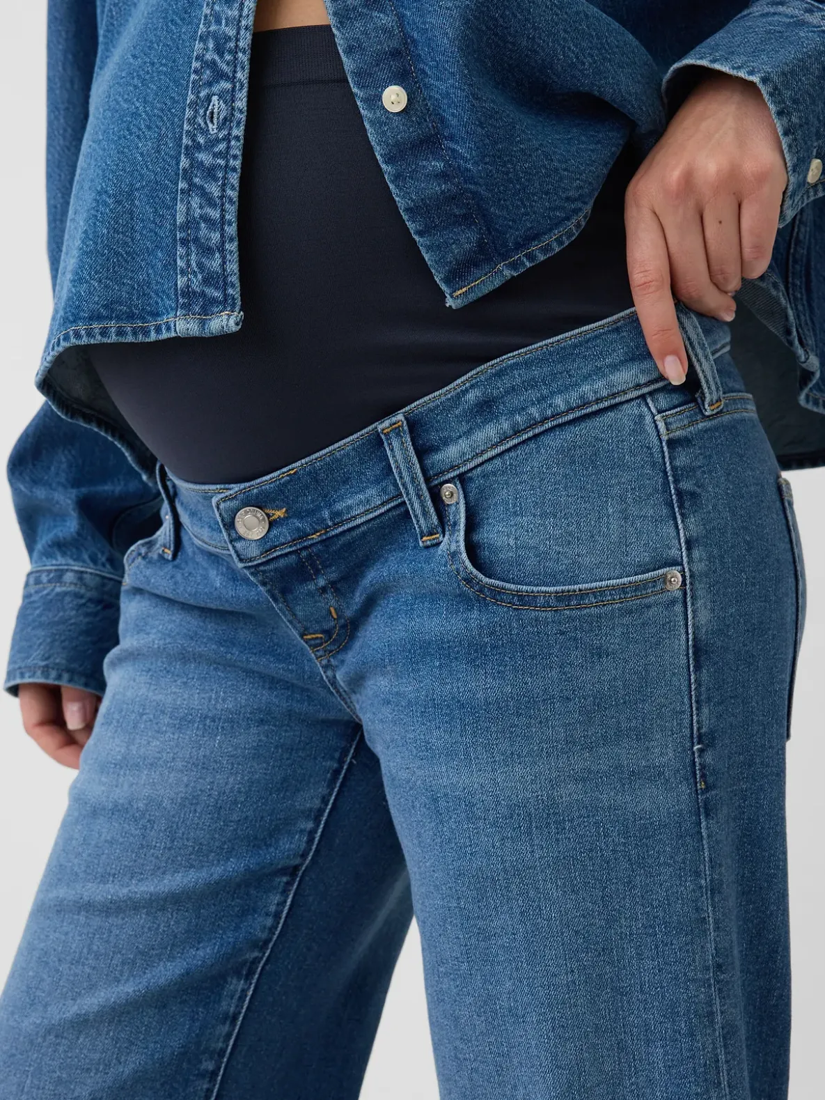 Maternity Full Panel Stride Wide-Leg Jeans