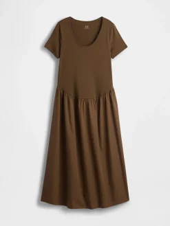 Maternity Mixed Media Drop-Waist Dress