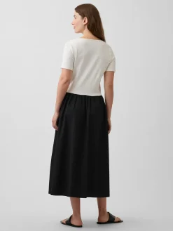 Maternity Mixed Media Drop-Waist Dress