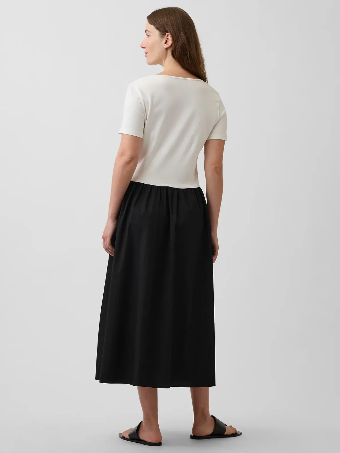 Maternity Mixed Media Drop-Waist Dress