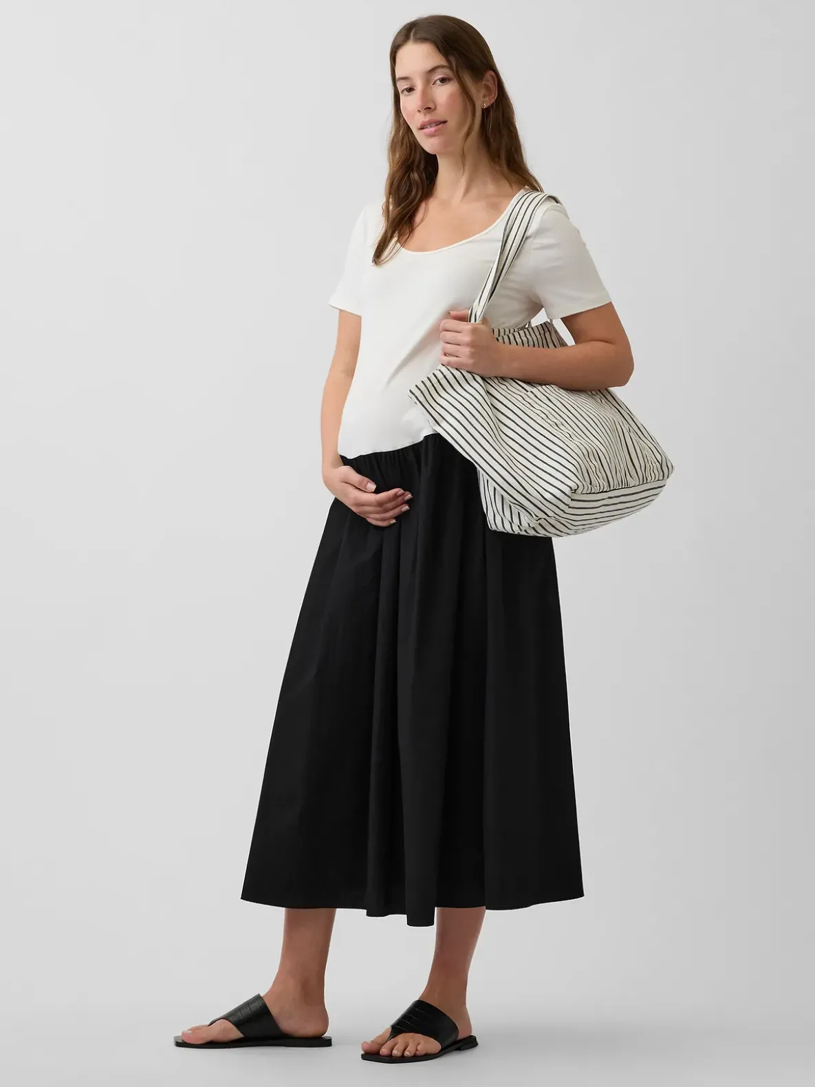 Maternity Mixed Media Drop-Waist Dress