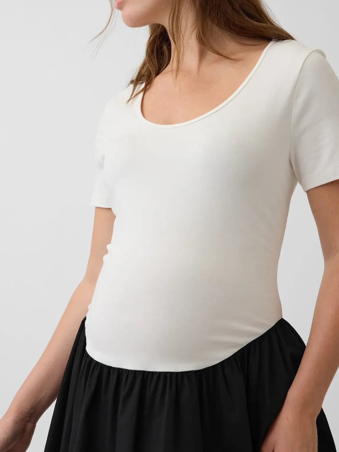 Maternity Mixed Media Drop-Waist Dress