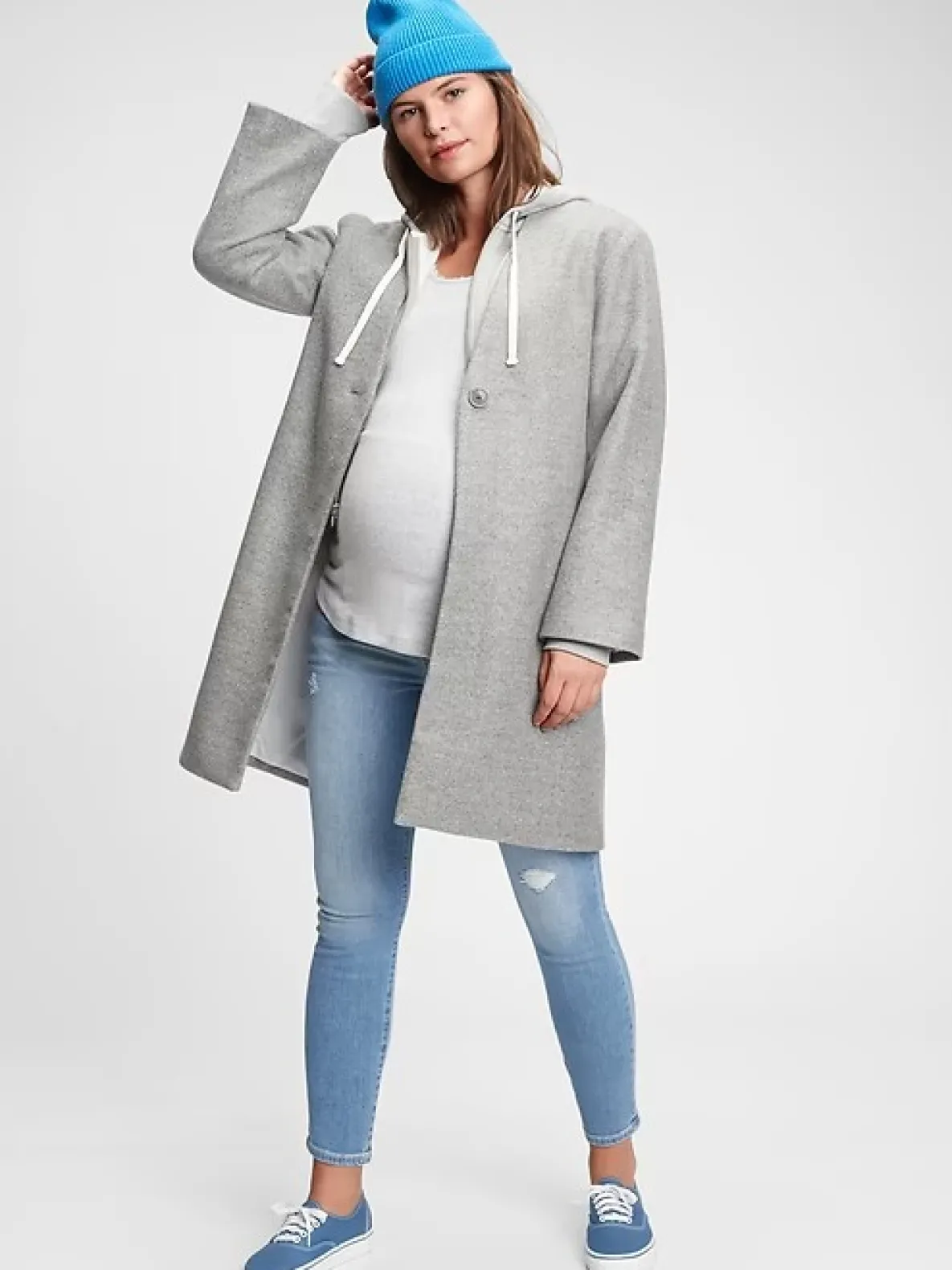 Maternity True Waistband Full Panel Destructed Skinny Ankle Jeans