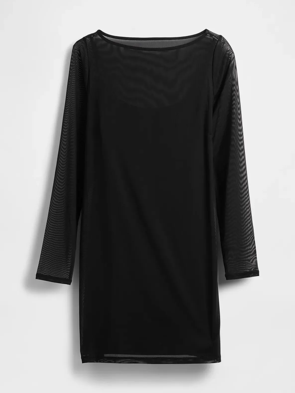 Mesh Boatneck Mini Dress