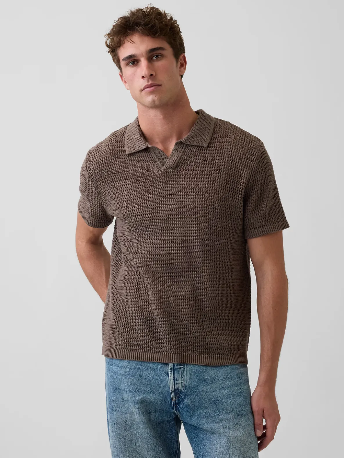 Mesh Polo Sweater
