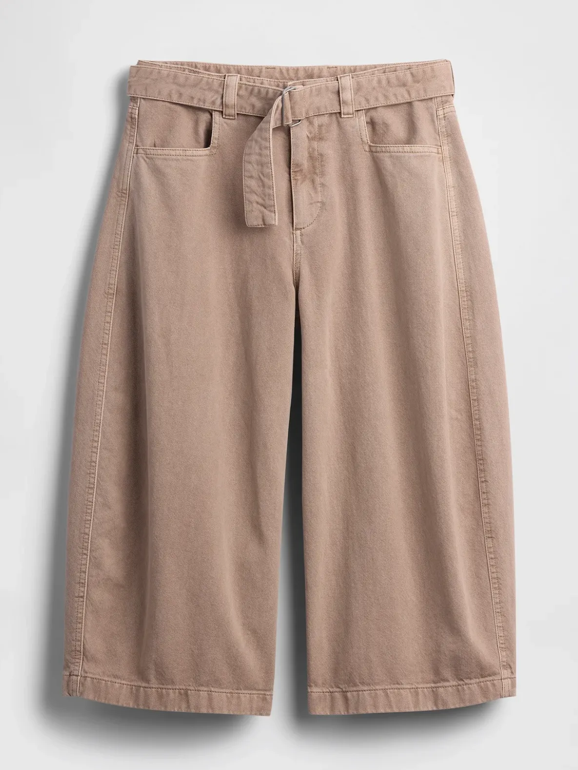 Mid Rise Belted Culotte Barrel Pants