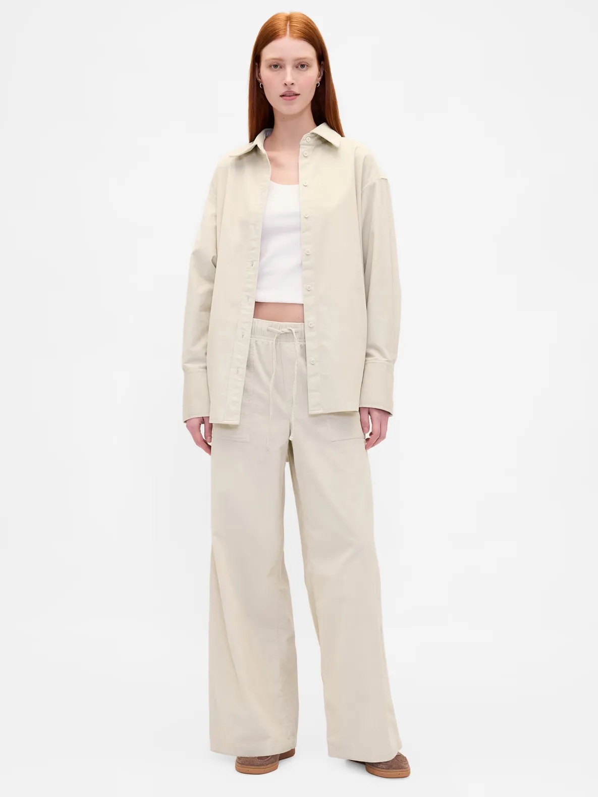 Mid Rise Corduroy Baggy Pants