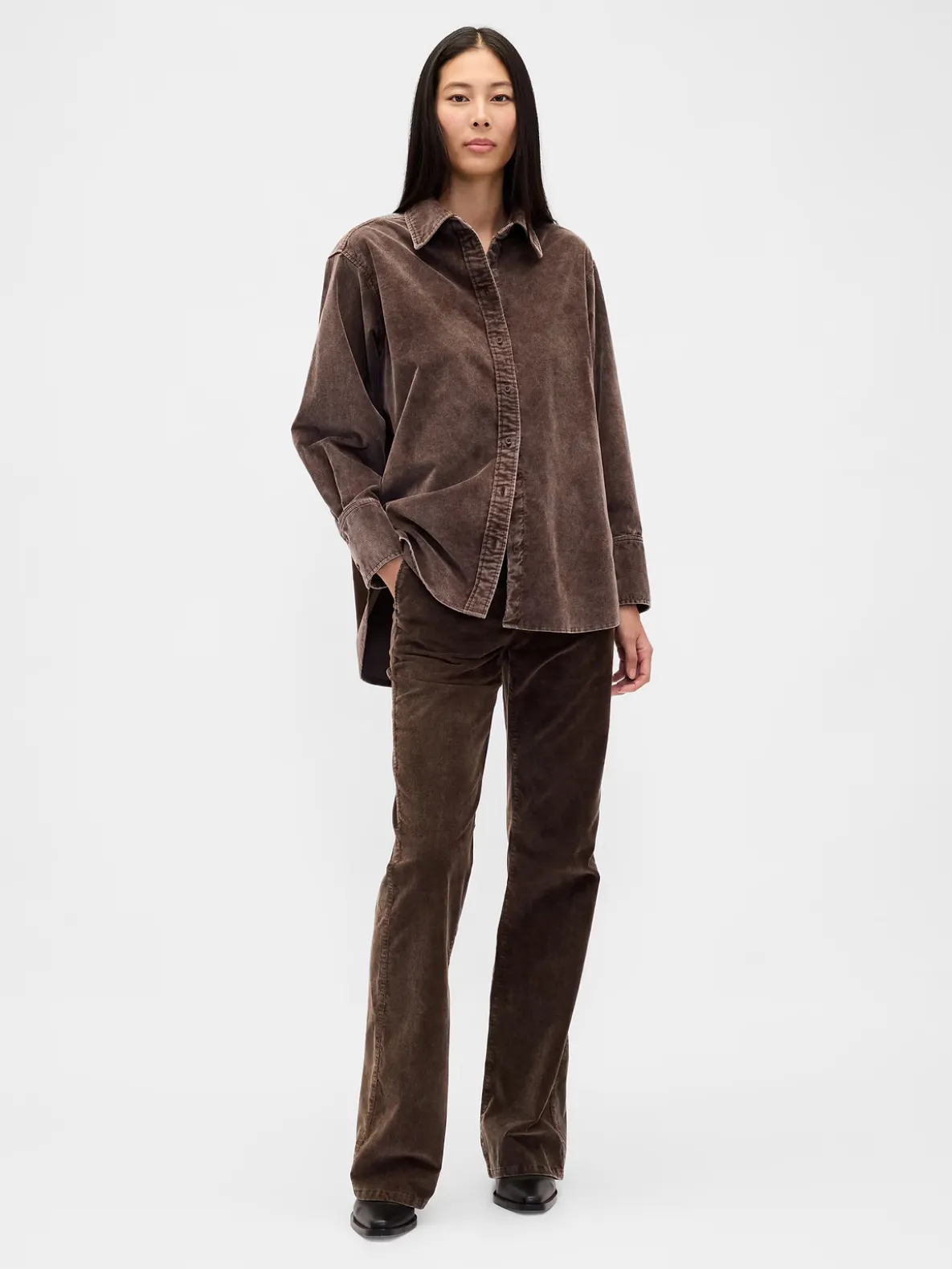 Mid Rise Corduroy Flare Pants