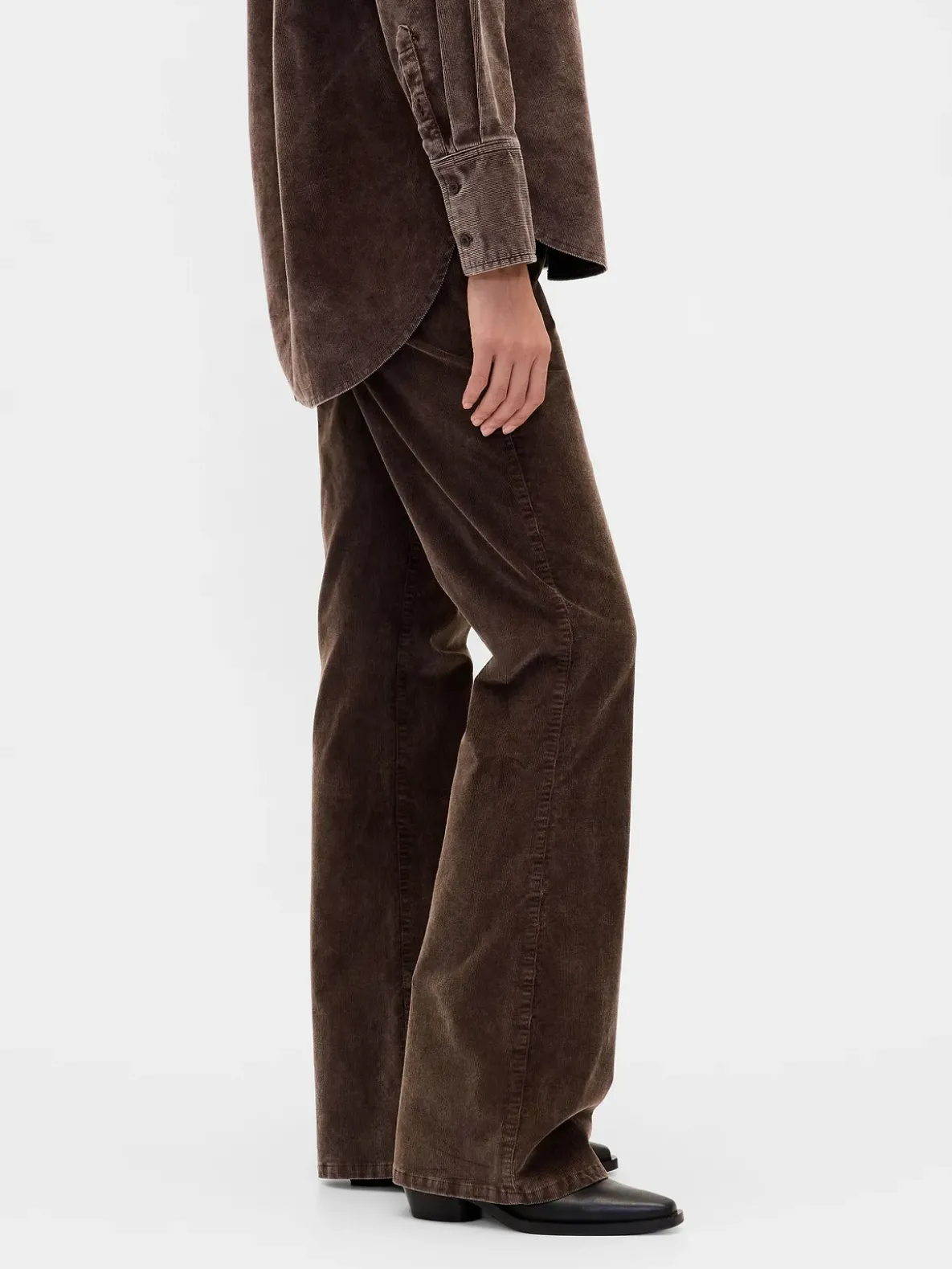 Mid Rise Corduroy Flare Pants