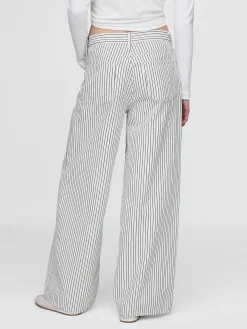 Mid Rise Denim Stripe Baggy Jeans