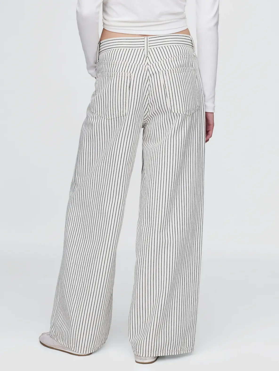 Mid Rise Denim Stripe Baggy Jeans