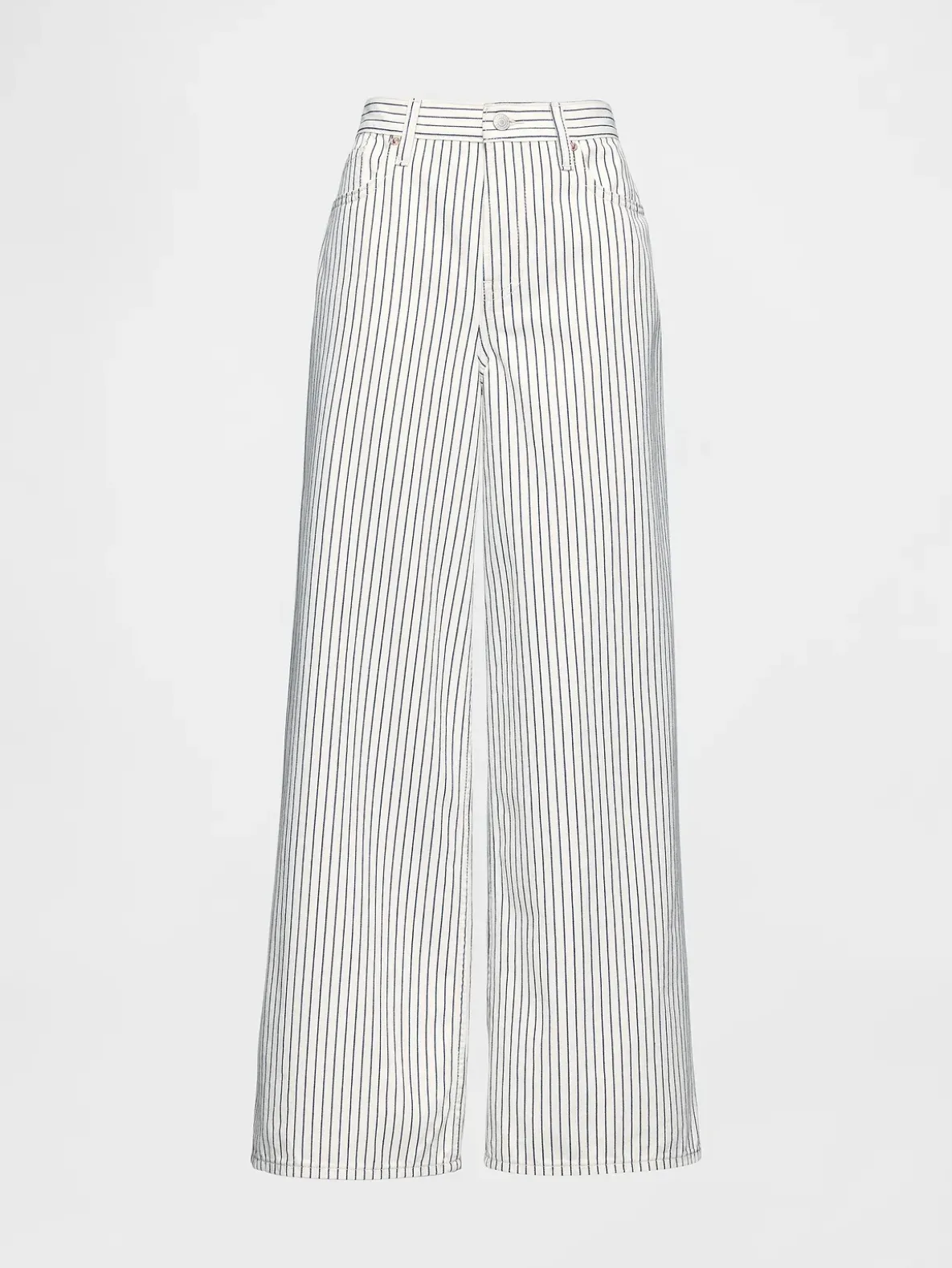 Mid Rise Denim Stripe Baggy Jeans