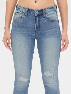 Mid Rise Distressed True Skinny Ankle Jeans