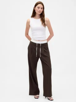 Mid Rise Double-Waist Pants