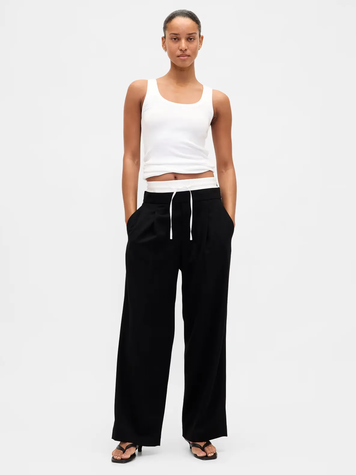 Mid Rise Double-Waist Pants