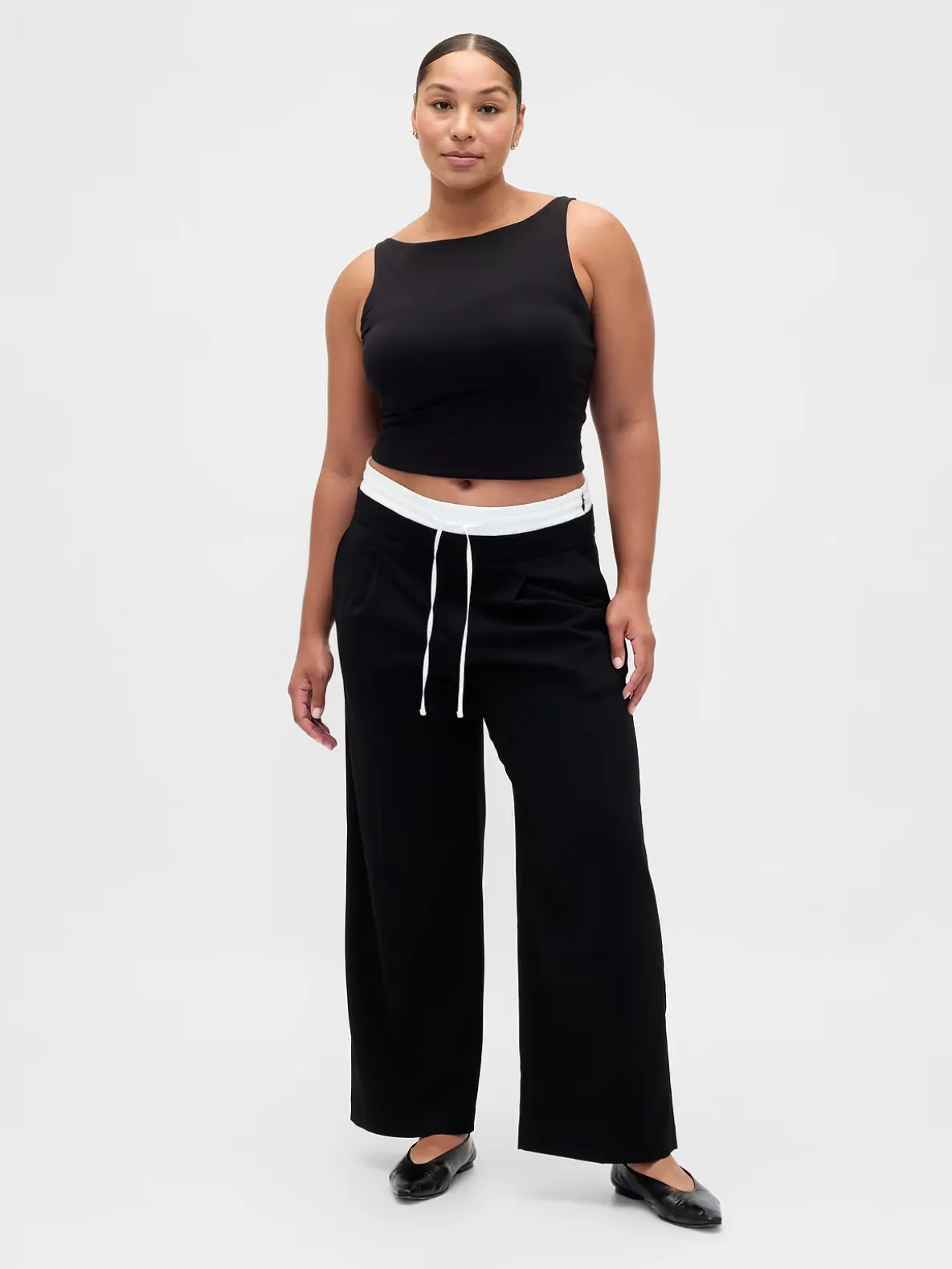 Mid Rise Double-Waist Pants