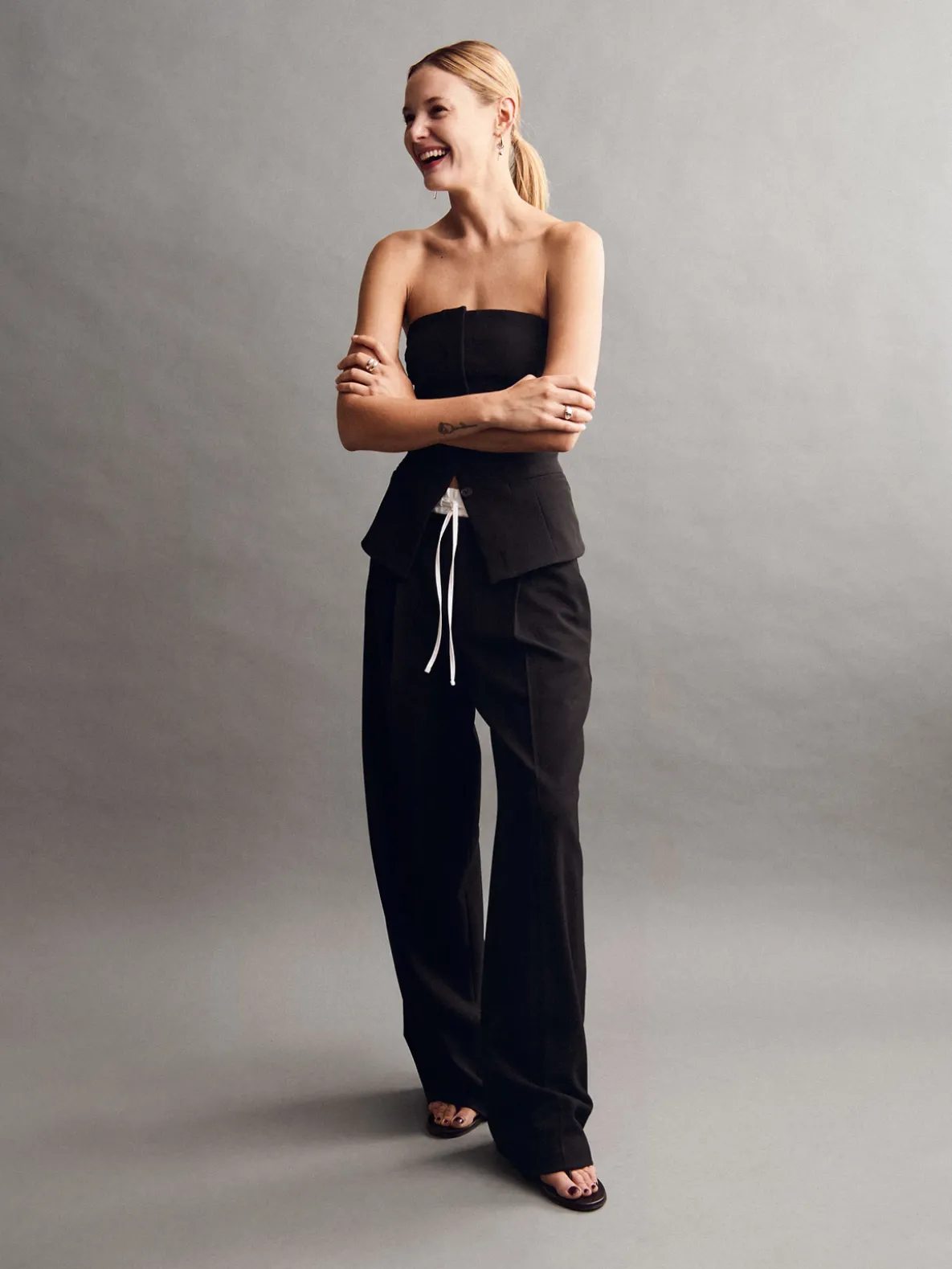 Mid Rise Double-Waist Pants
