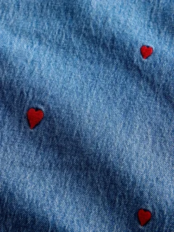 Mid Rise Embroidered Relaxed Straight Jeans