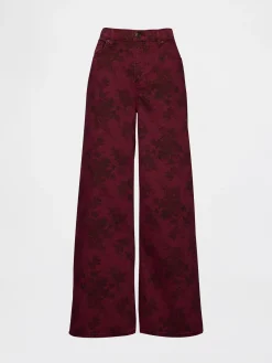 Mid Rise Floral Baggy Jeans